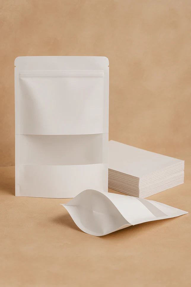 White Kraft Zip Lock Standup Pouch