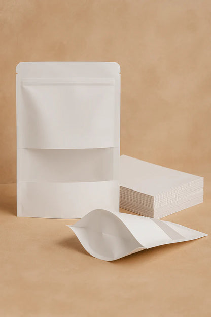 White Kraft Zip Lock Standup Pouch