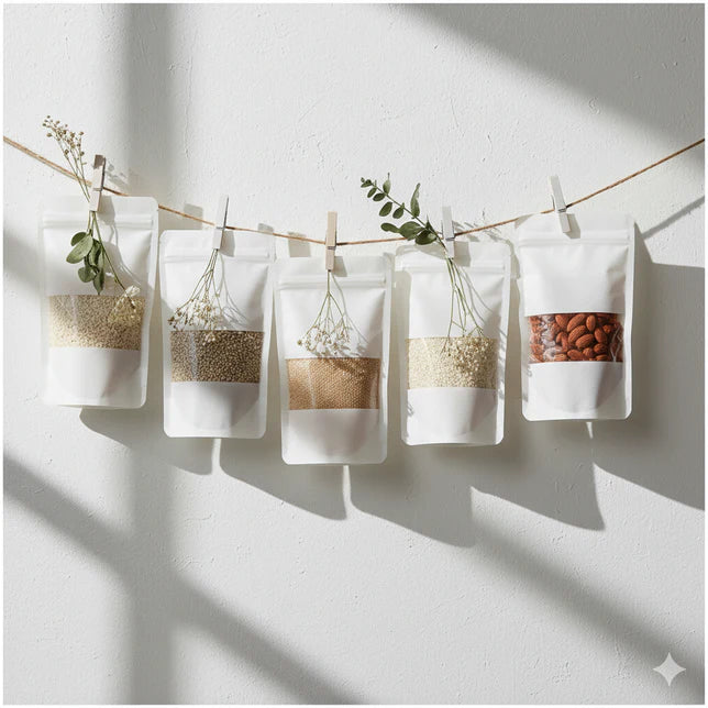 White Kraft Zip Lock Standup Pouch