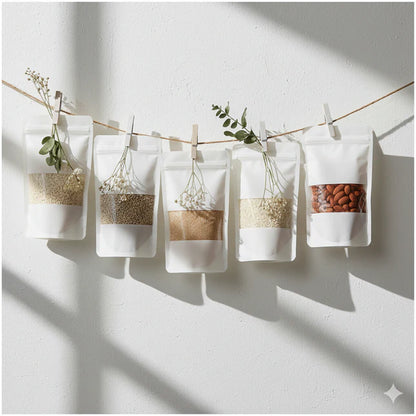 White Kraft Zip Lock Standup Pouch