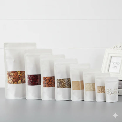 White Kraft Zip Lock Standup Pouch